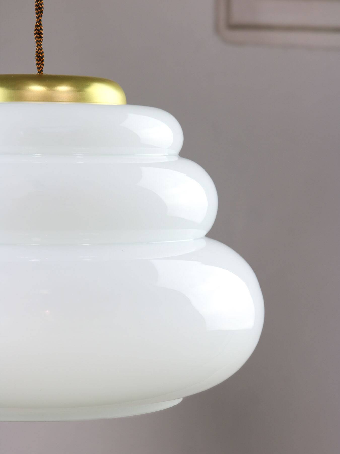 Mid-century italian brass and opaline cloud pendant lamp