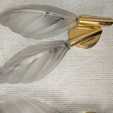 Pair of wall sconces with Italian leaf design in Barovier Murano style.