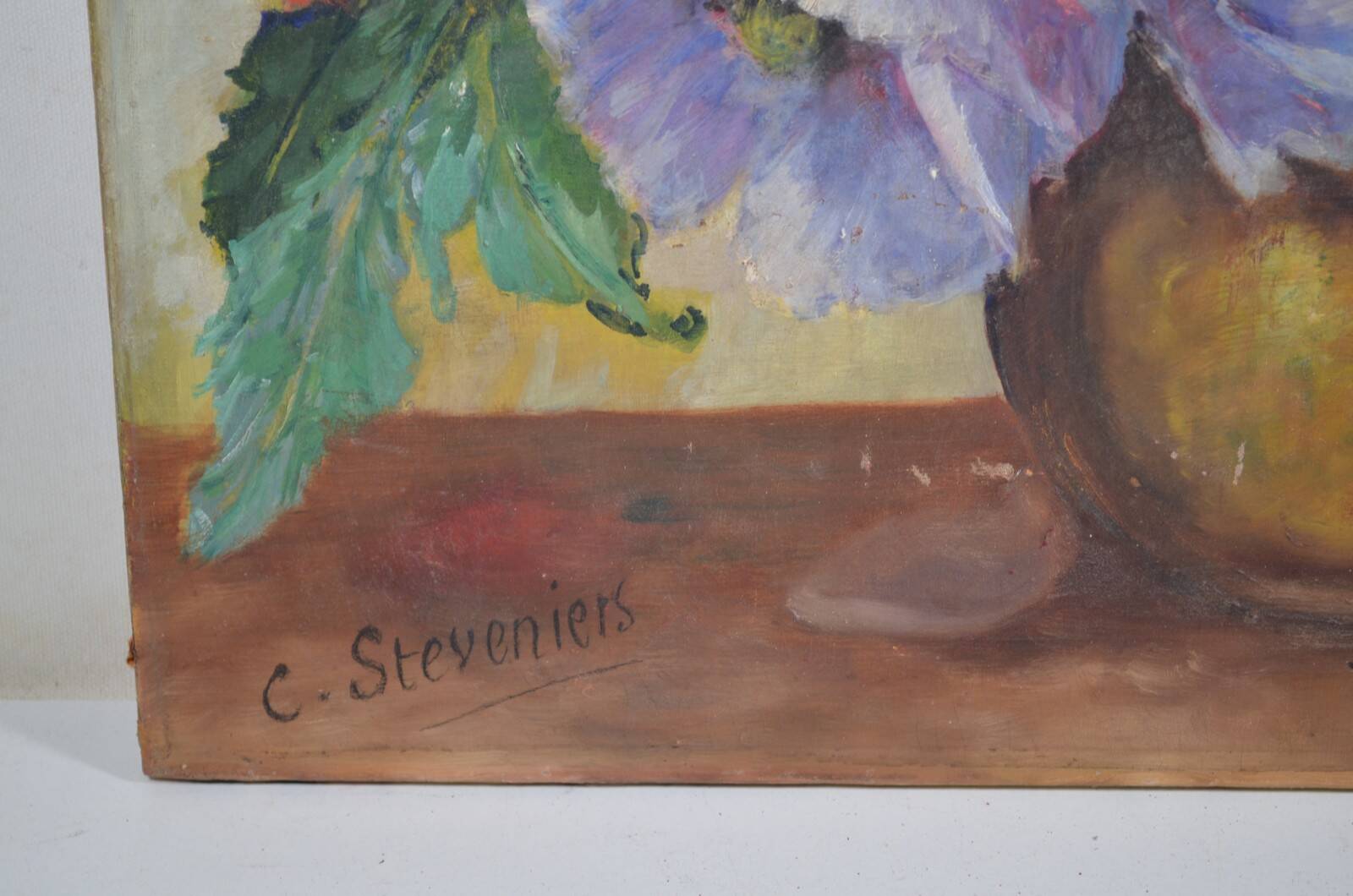 C. Steveniers - French School of the 20th century Still life with poppies. Oil on canvas signed