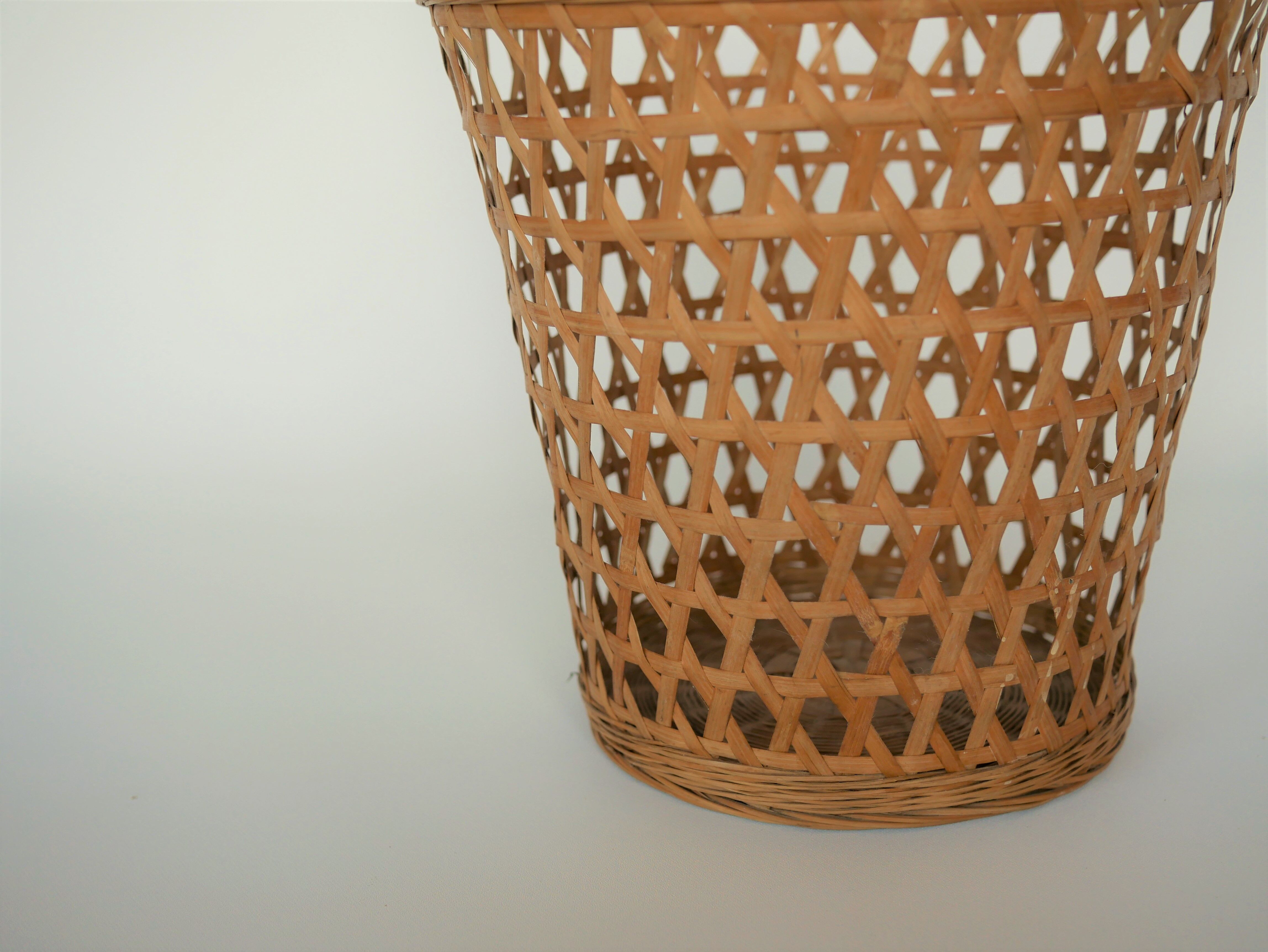 Vintage paper basket in rattan