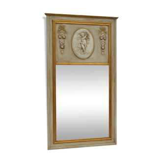 In wood and stucco trumeau mirror 165x93cm