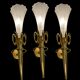 3 appliques en verre de Murano doré