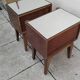 Vintage bedside table with a mirrored top, Art Deco style.