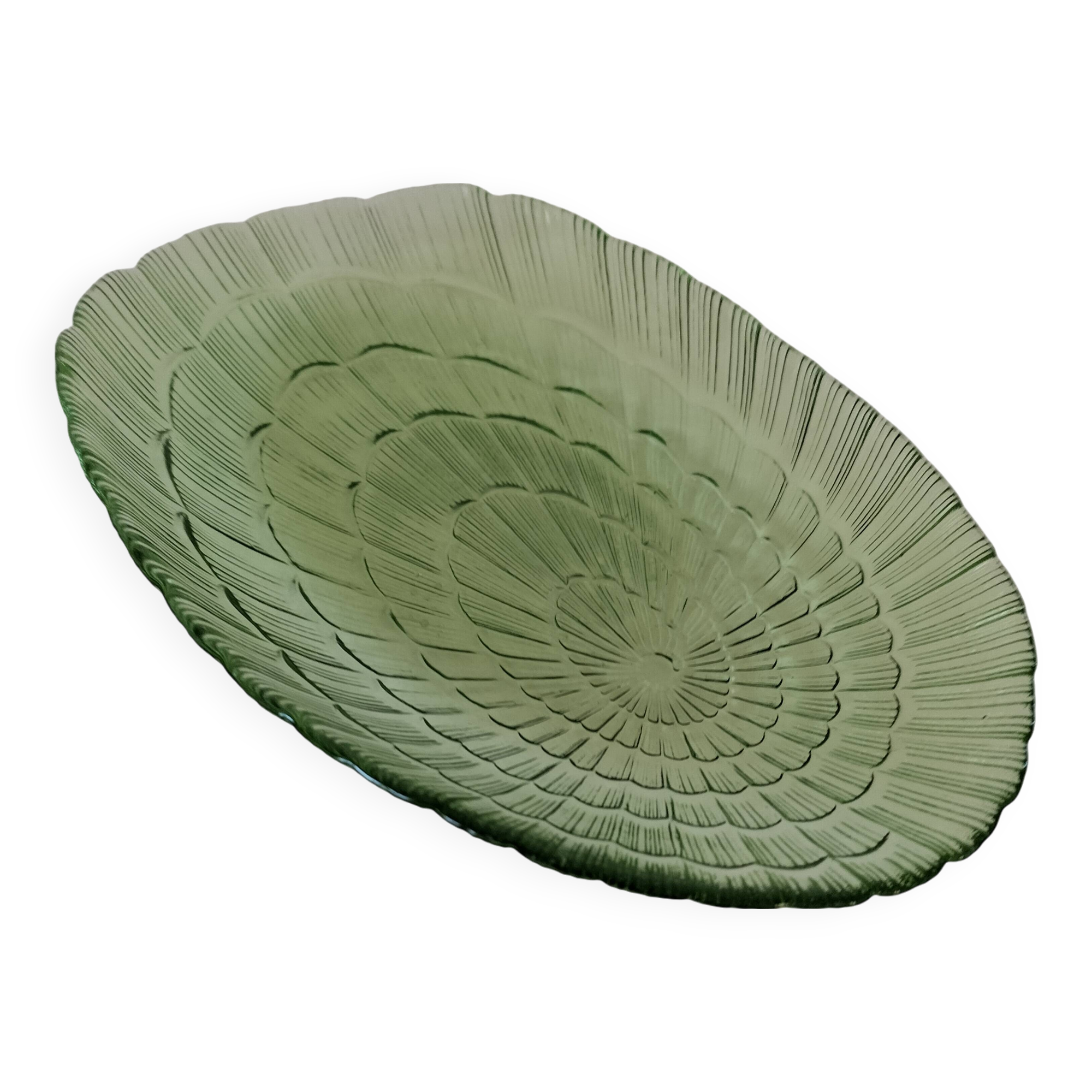 Oval glass shell-shaped dish
