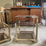 Storage modules in brass and smoked glass design 70s