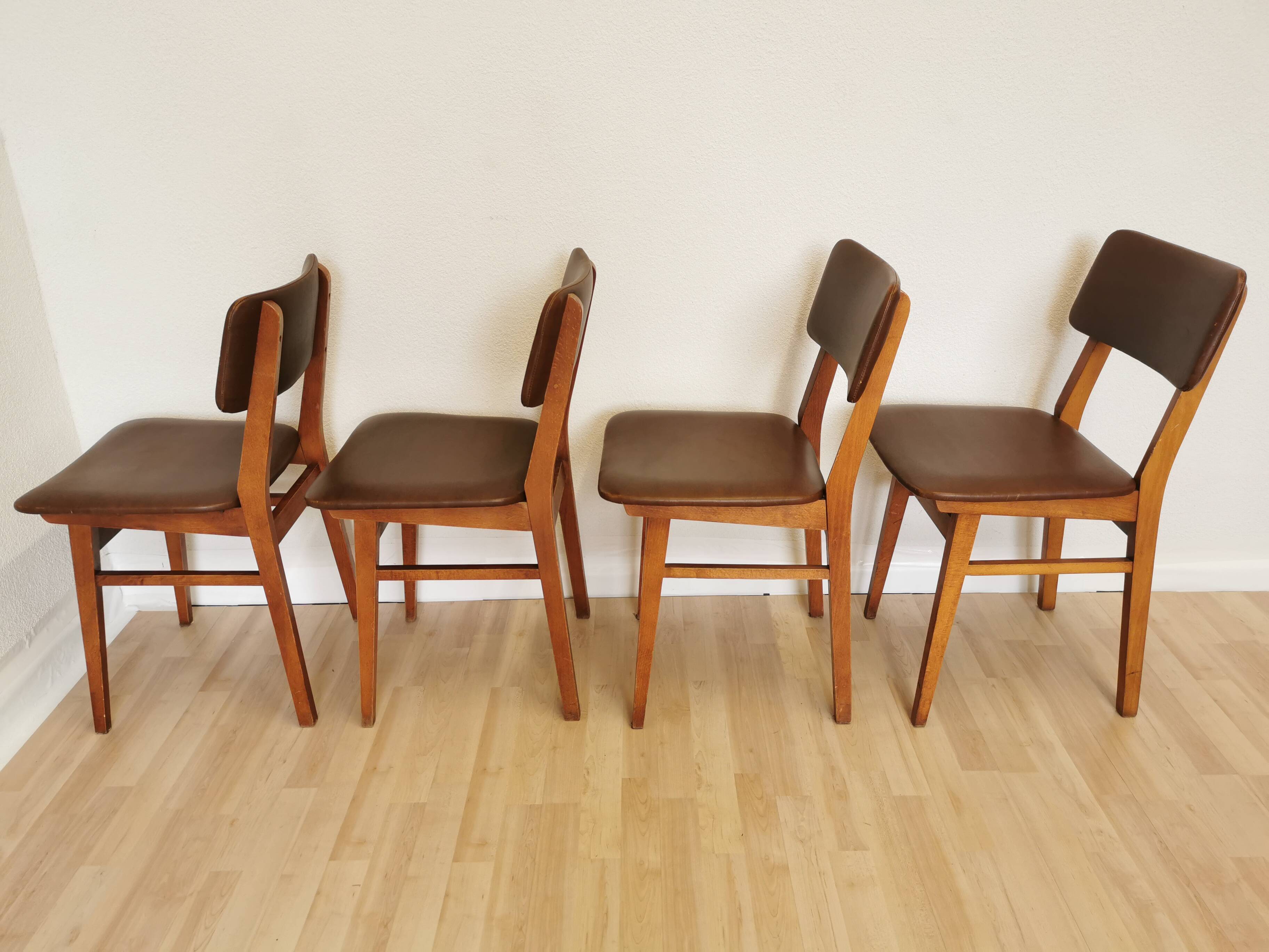 Vintage STOL Kamnik Dining Chairs (Set of 4): Mid-Century Leather Seat