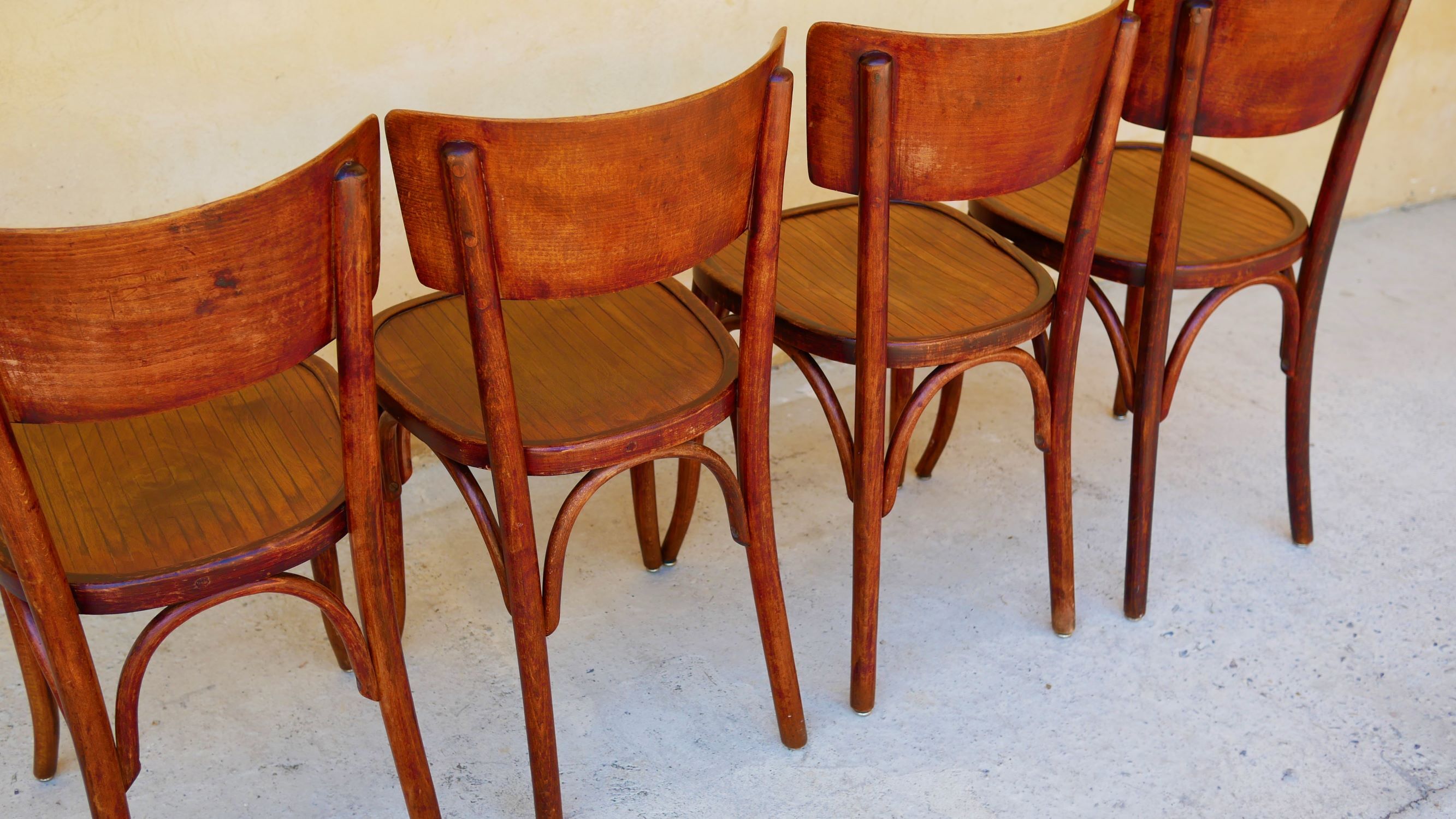Série de 4 chaises bistrot vintage par Mahieu