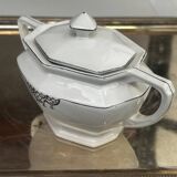Art Deco sugar bowl circa 1930-40 Czechoslovakian porcelain - Silver trim