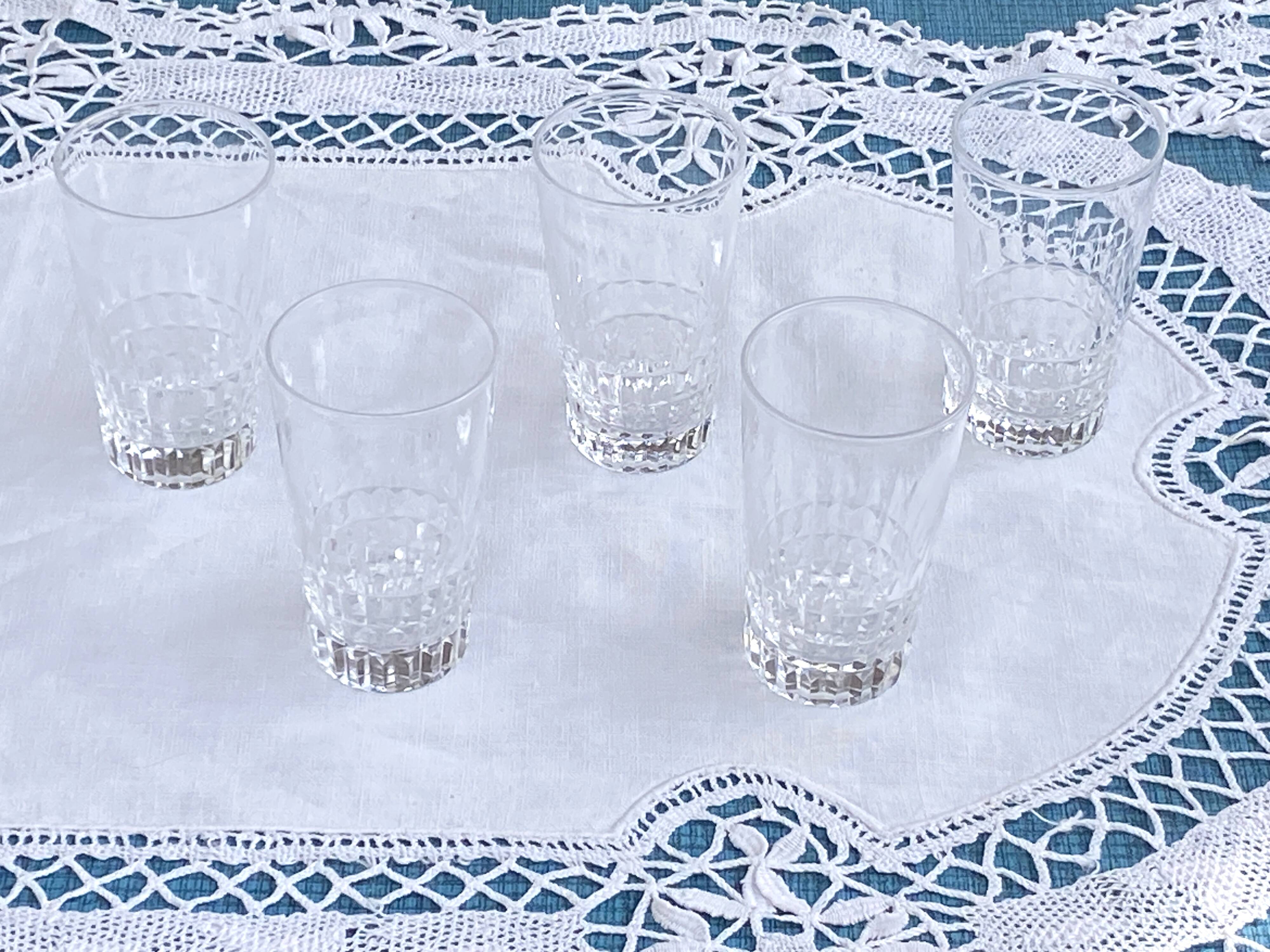 5 Vintage crystal glasses / goblets from Daum France - Height 8.2 cm