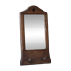 Wall-mounted coat rack mirror with solid wood hooks, brutalist mirror.