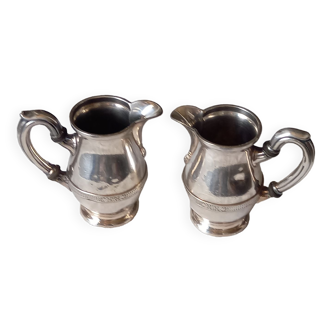 small silver metal milk pots signed Bouillé Bourdel
