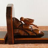 Pair of wooden bookends, birds, art deco,