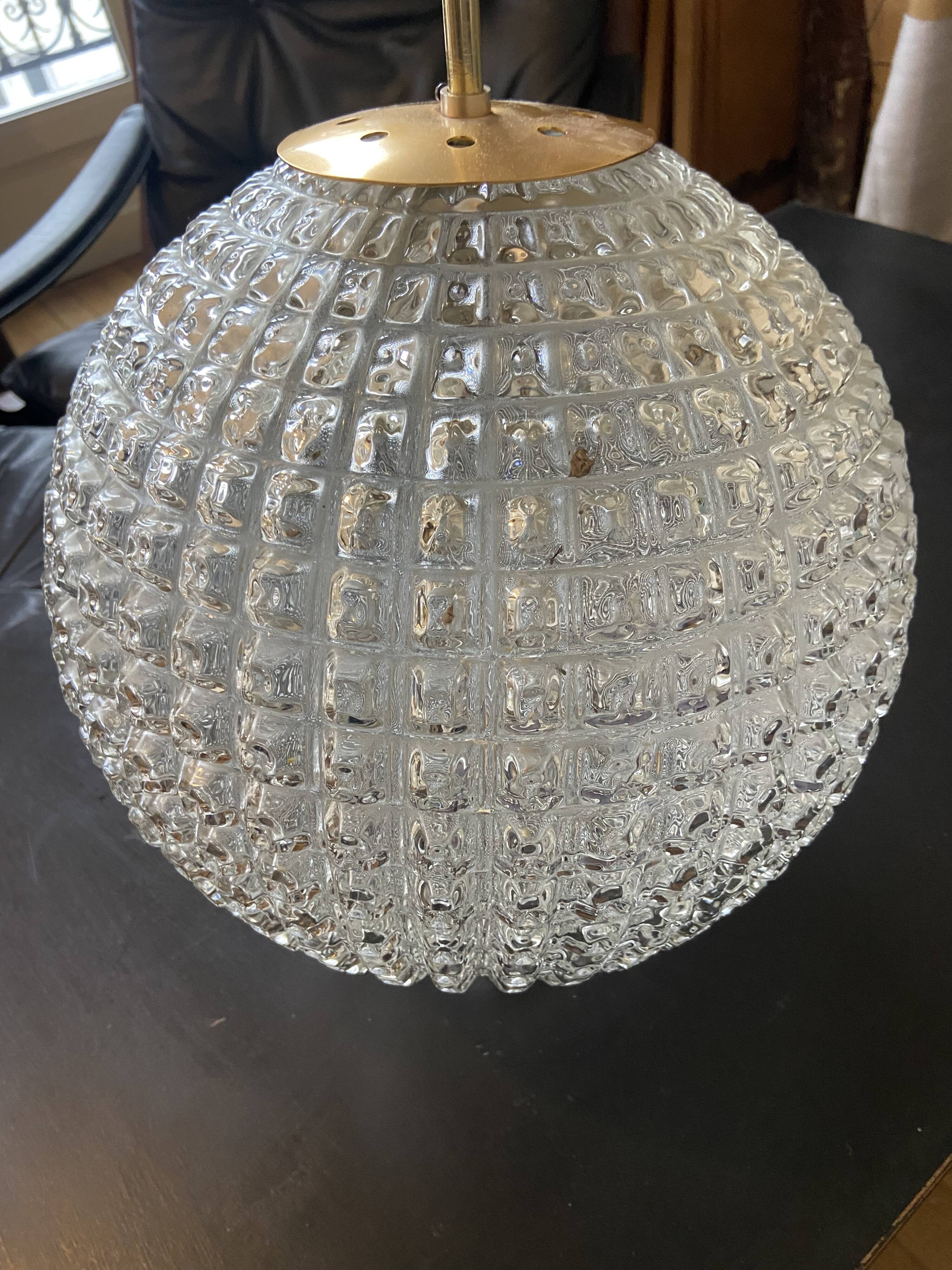 Lampe suspension 1960, boule holophane