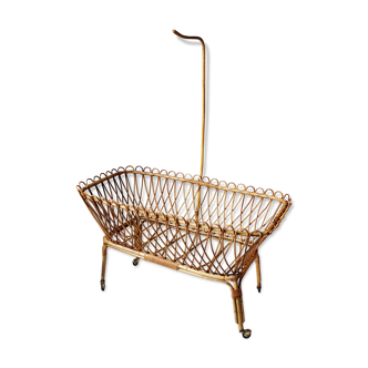 Vintage rattan cradle