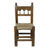 Antique wooden and straw chair, Folk Art - Spain