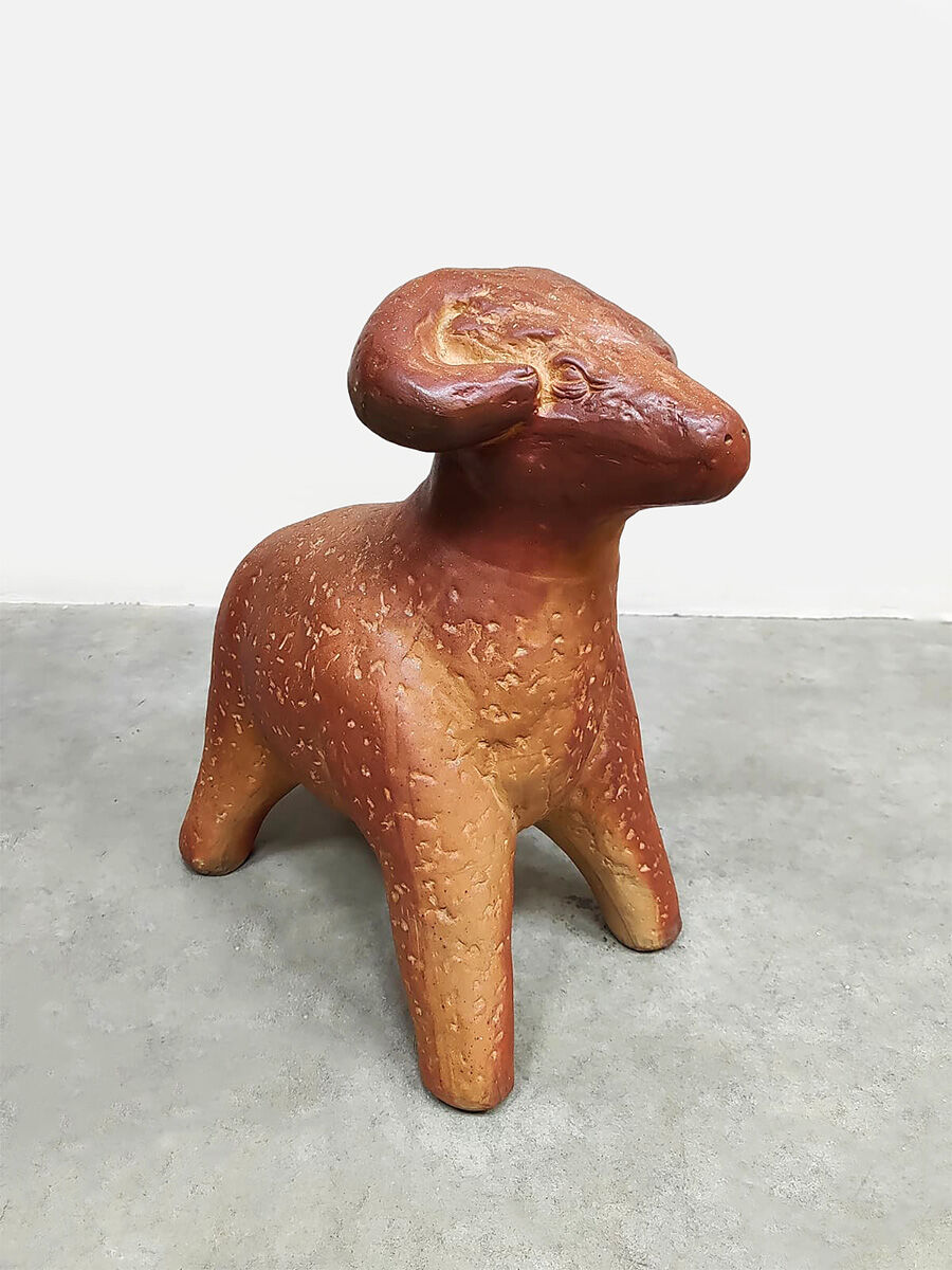 Vintage large decorative ceramic ram sculpture