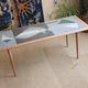 Rare Swiss coffee table in ceramic and beech from the 50s, vintage