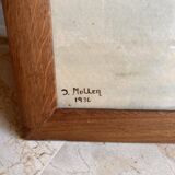 Watercolor landscape by J. Muller: the Saint-Nicolas Chapel of the Saint-Bénézet bridge in Avignon 1936