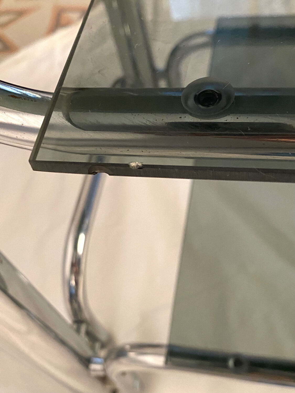 Console smoked glasses, chrome structure, 70s