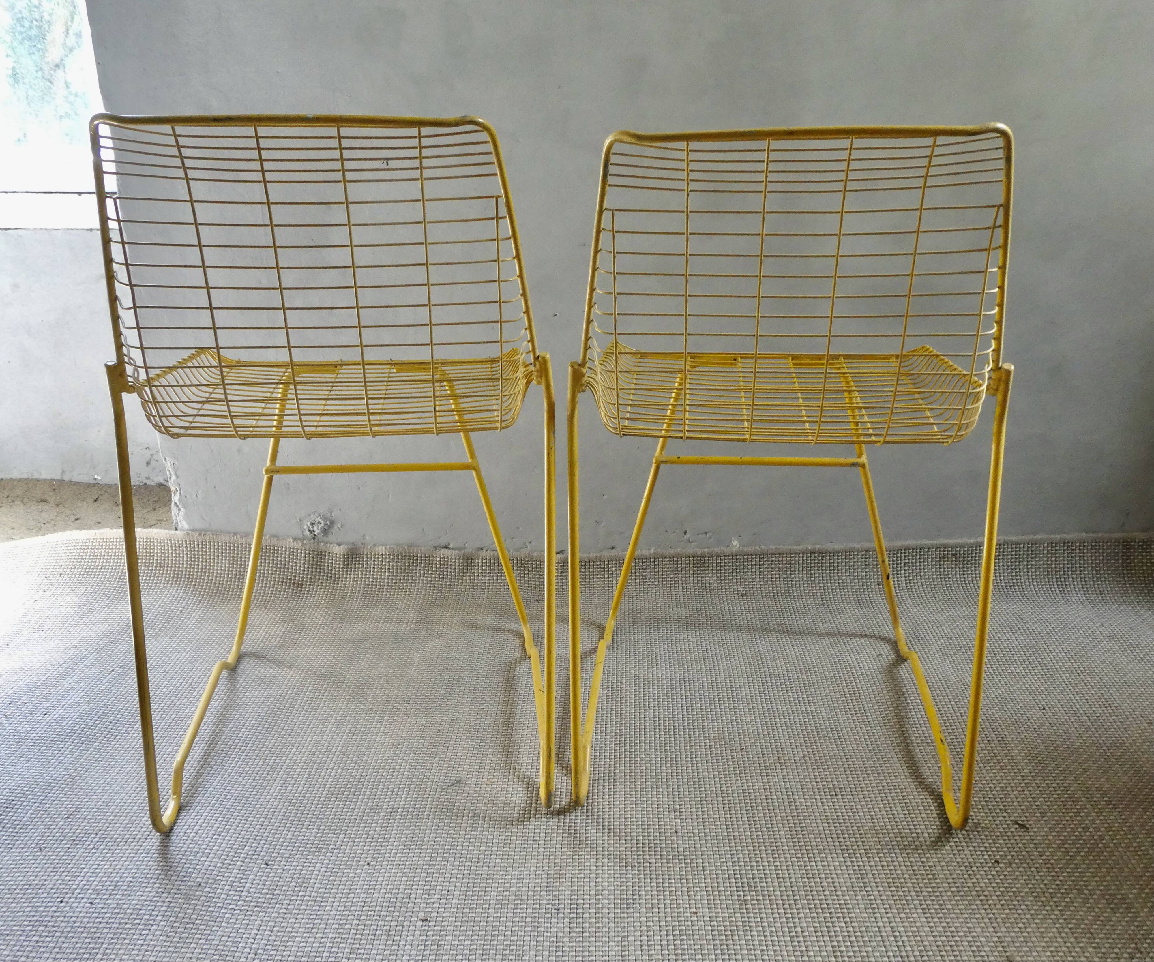 Pair of 1960s metal mesh chairs