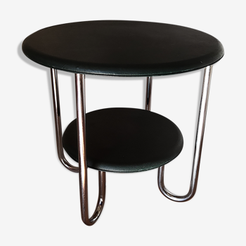 Thonet side table round skaï and chrome 1940