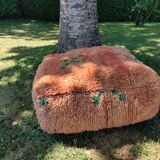Orange Berber pouf