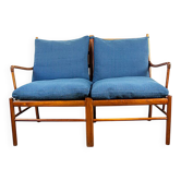 Danish 2-seater sofa in mahogany and cane by Ole Wanscher, 1960.