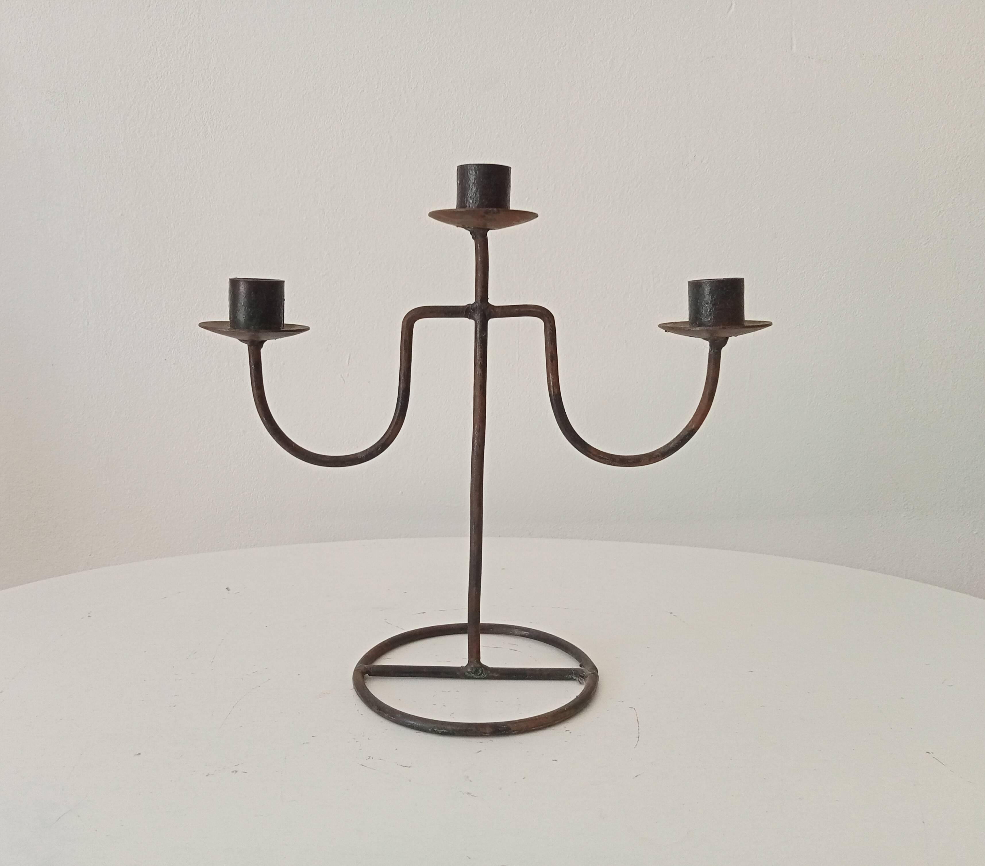 Vintage brutalist wrought iron chandelier