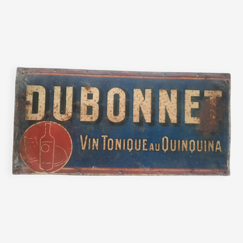 Ancienne plaque en tôle "Dubonnet Vin tonique au quinquina" 18x38cm 30's