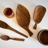 Set of vintage turned and carved wooden cups