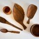 Set of vintage turned and carved wooden cups