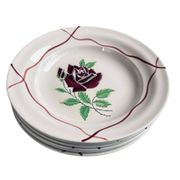 Set of 6 deep plates Saint-Amand "Dominique" 1950s Hand Decorated