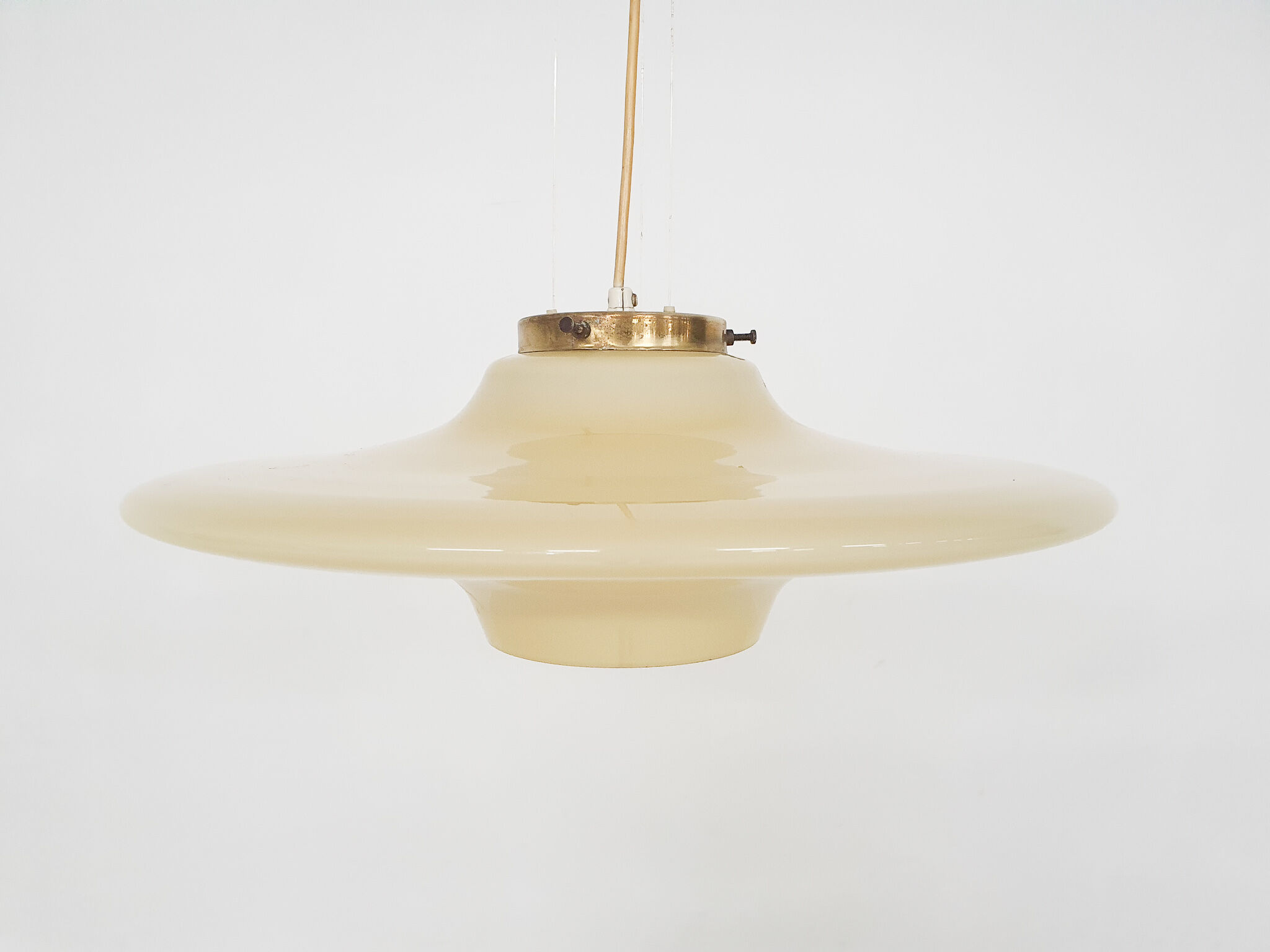 Mid-century modern yellow glass pendant light 1960's