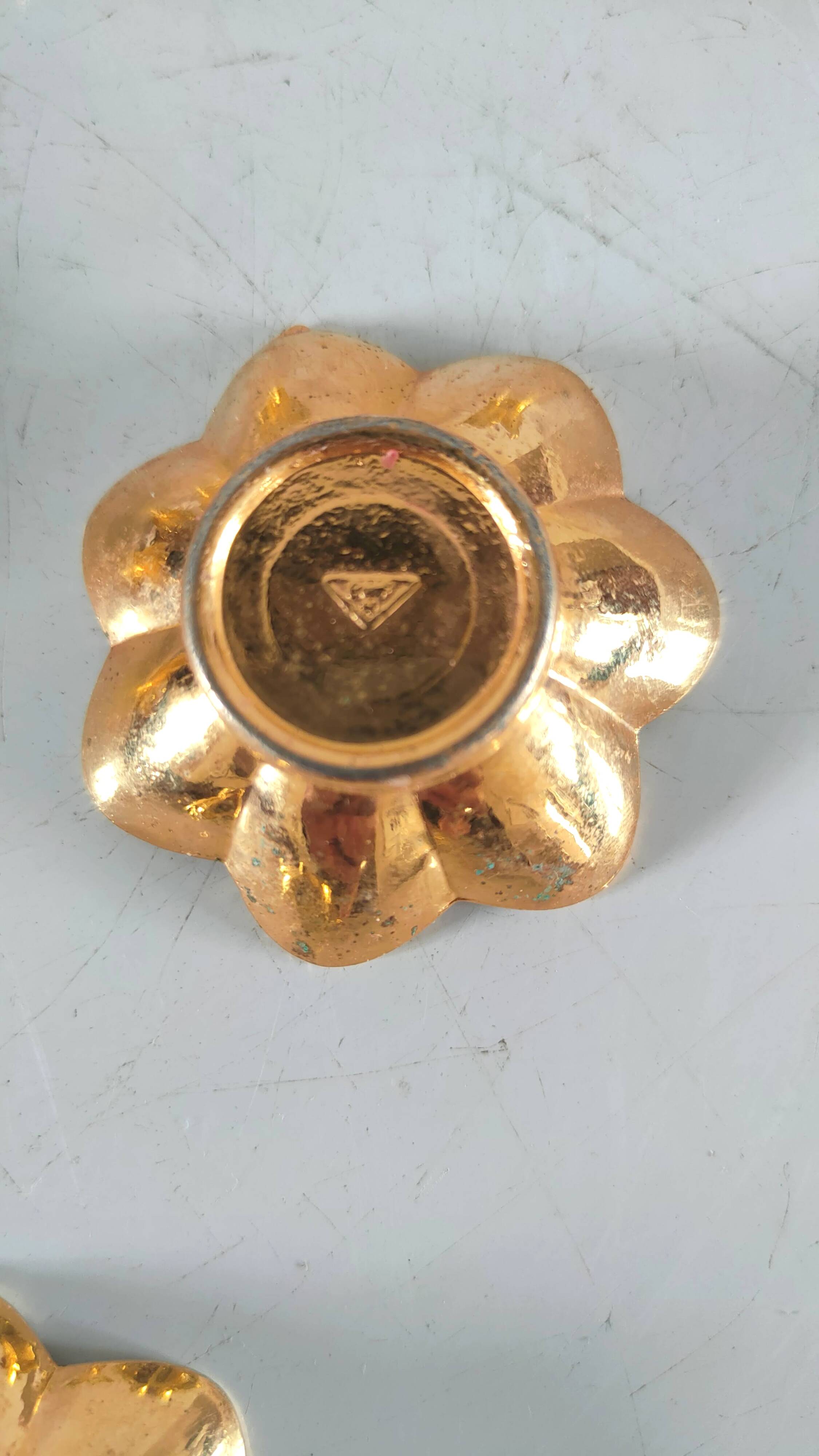6 flower candle holders in gold metal BMF 70s