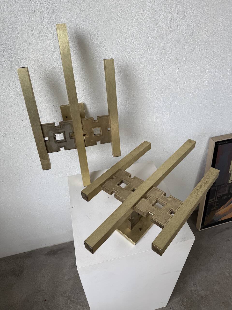 Pair of Regency brass wall lights in Italy