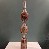 Large marble and chrome metal table lamp base from the 70s