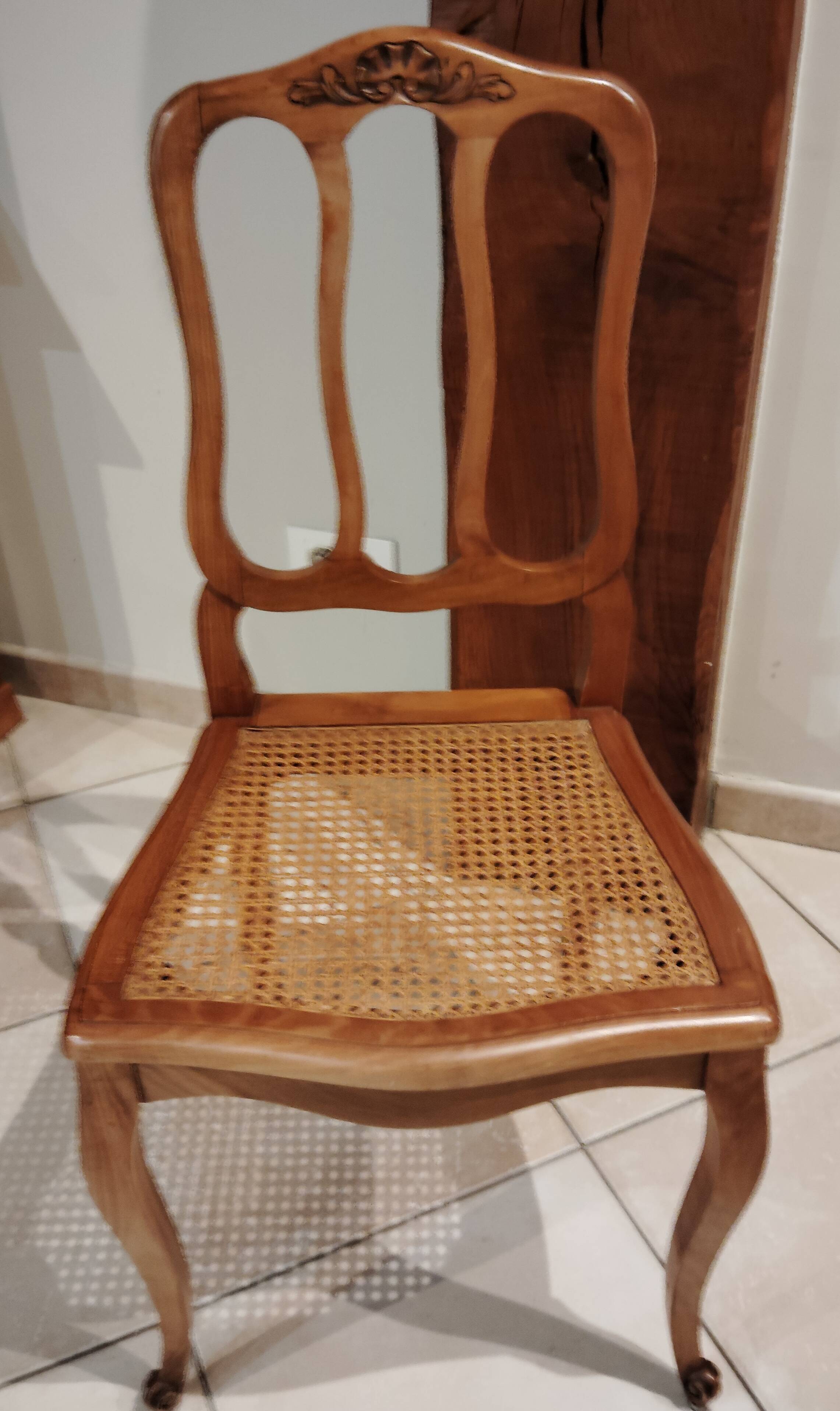 Set of 6 caned Regency/Louis XV chairs