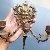 Pair of bronze candle holders