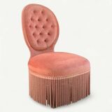 Vintage pink upholstered toad chair