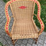 Armchair in rattan and wicker adult vintage 1960