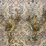 Pair of gilded bronze wall sconces with two lights - Louis XV style