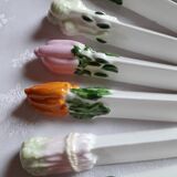A set of 10 porcelain knife holders decorated "vegetables"