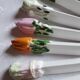A set of 10 porcelain knife holders decorated "vegetables"