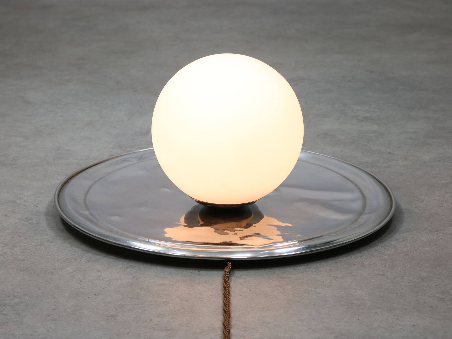 Vintage Metal and Opaline Pendant Lamp