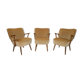 Set of 3 chairs 50s 60s cocktails champagne beige