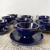 Midnight blue and gold coffee cups and saucers