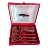 Box of 12 stainless steel dessert forks Devouge Dupont silverware