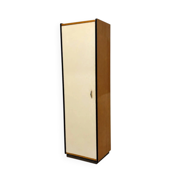 Armoire de rangement en teck Mid-Century avec porte crème, 1 porte