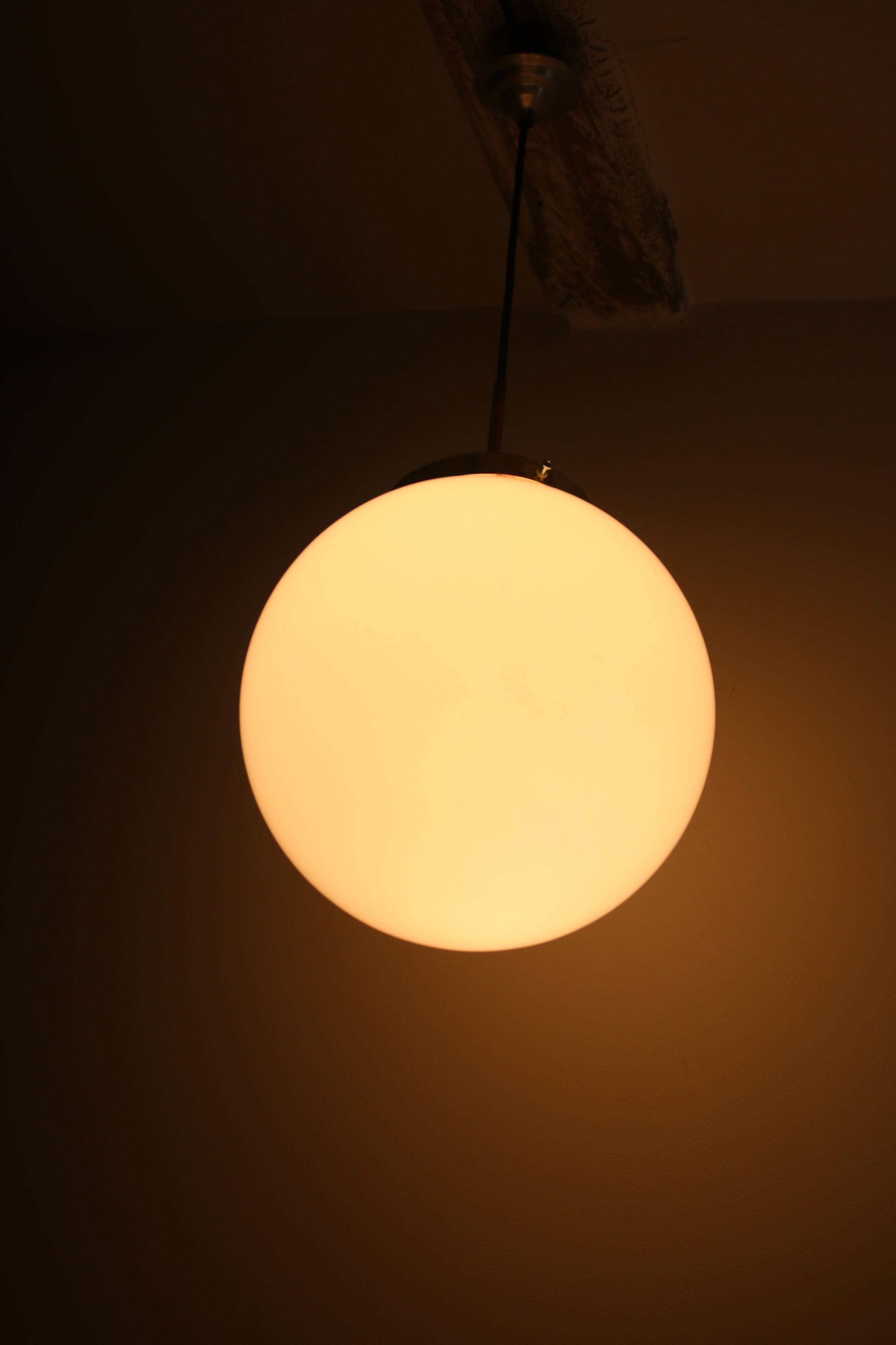 Vintage chrome opaline pendant light, 1970s-80s