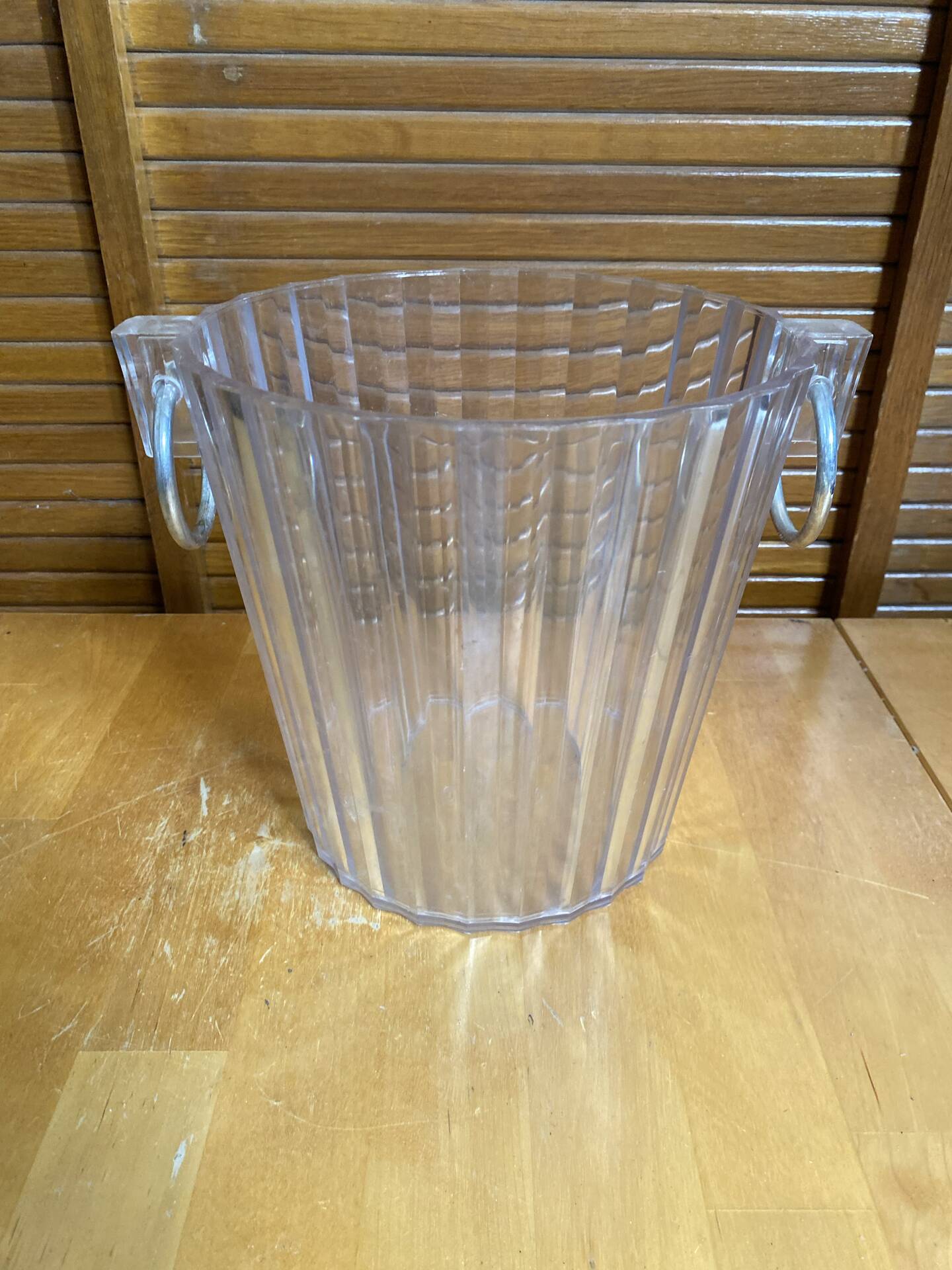 Vintage White Lucite Champagne Bucket FOUSSY Plexi + Metal Handles
